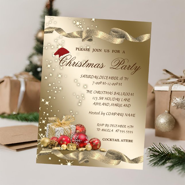 Convite Elegante, Chapéu de Papai Noel, Presentes Festa de (Criador carregado)