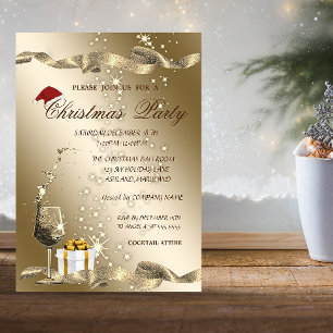 Convite Elegante,Chapéu de Papai Noel,Vidro,Festa de Natal