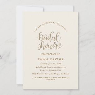 Convite Elegante Charme Marfim & Dourado Bridal Flor Silve