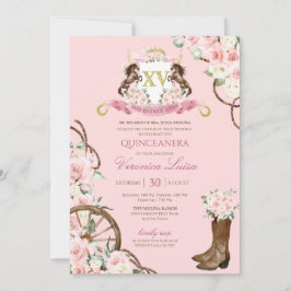 Convite Elegante Charro Quinceanera Invito Floral Branco R