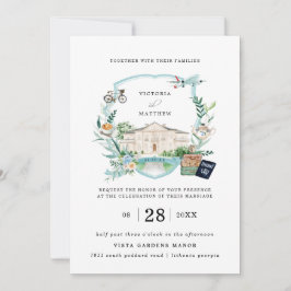 Convite Elegante Chateau Manor | Viagem Casamento Crest