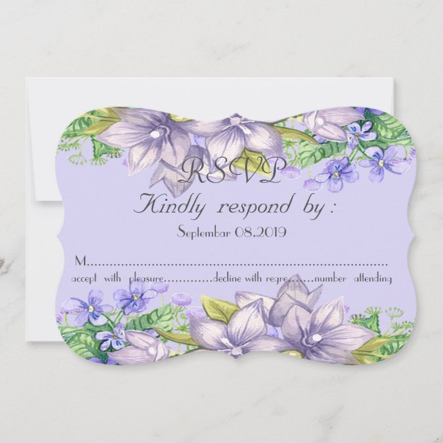 Convite Elegante Chic Florais  RSVP aquarela (Frente)