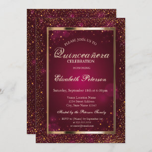 Convite Elegante Chic Frame Confetti Quinceañera