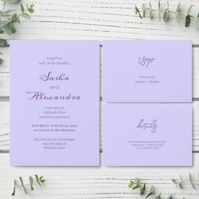 Convite Elegante Chic Lilás Roxo (Criador carregado)