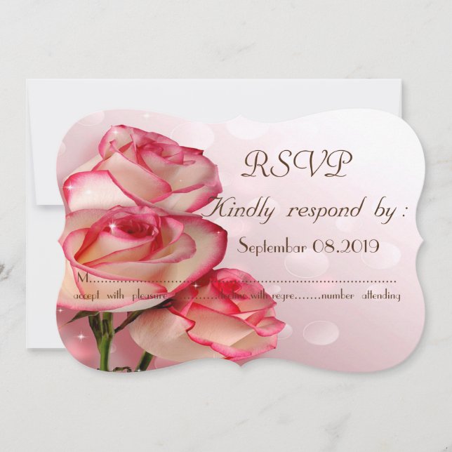 Convite Elegante Chic  Rosas RSVP (Frente)
