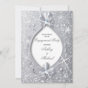Convite elegante chique sofisticado brilho prata diamante 