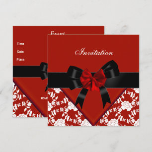 Convite Elegante Chique Vermelho Preto Branco Arco