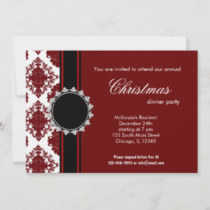 Convite Elegante Christmas Damask