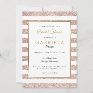 Convite Elegante Chuva de Brilho Dourado Rosa Festa de Noi