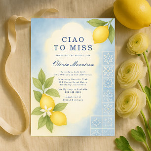 Convite Elegante Ciao para Chuveiro de Noiva Italiano Miss
