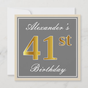 Convite Elegante, Cinza, Faux Dourado 41rua Aniversário + 