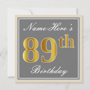 Convite Elegante, Cinza, Faux Dourado 49º Aniversário + 