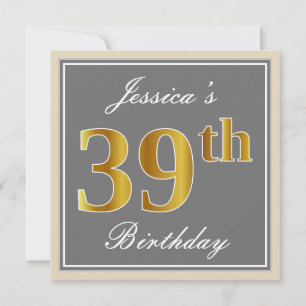 Convite Elegante, cinzento, aniversário do ouro do falso