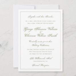 Convite Elegante Clássico Casamento Caligrafia Verde Musgo