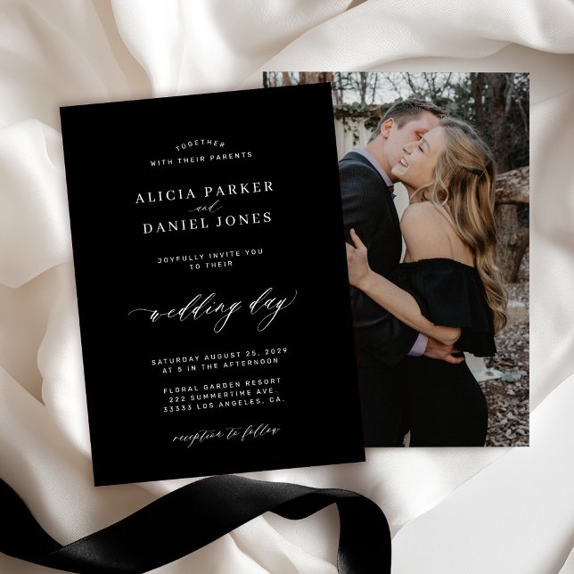 Convite Elegante clássico casamento fotográfico personaliz (Criador carregado)