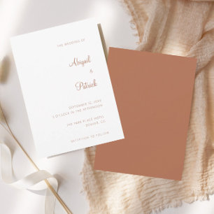 Convite Elegante Clássico Terracota e Branco Casamento