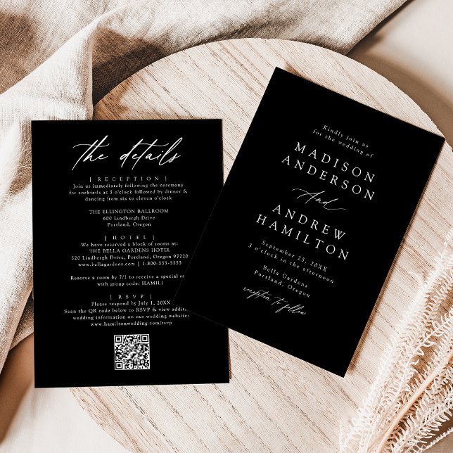 Convite Elegante Código de QR Preto e Branco Tudo em Um pa (Criador carregado)