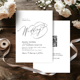 Convite Elegante código QR de casamento com roteiro de red