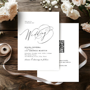 Convite Elegante código QR de casamento com roteiro de red
