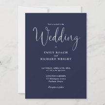 Elegante Código QR Moderno Casamento Azul Marinho