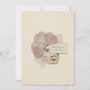 Convite Elegante Colagem Floral & Ukiyoe