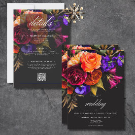 Convite Elegante Colheita De Vibrantes Moody Floral Tudo E