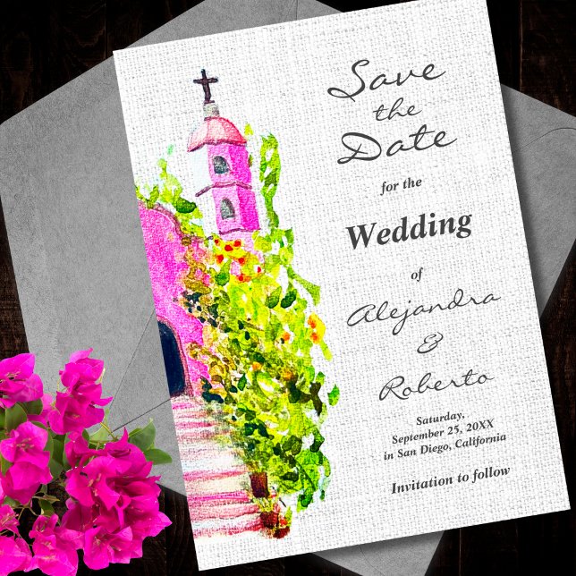 Convite Elegante Colorido Rosa Data de Guarda de Casamento (Criador carregado)