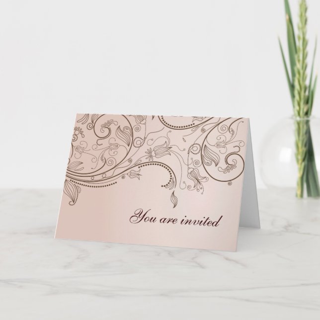 Convite Elegante com Redemoinho Floral (Frente)