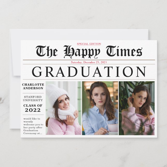 Convite Elegante Compartilhe sua Festa de formatura de fot (Frente)