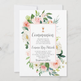 Convite Elegante Comunhão Floral