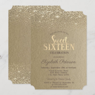 Convite Elegante Confetes de Diamantes Dourados Kraft Swe