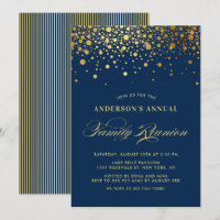 Elegante Confetti Gold Foil Blue Family Reunião