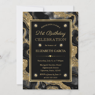 Convite Elegante Conjunto de Aniversário de 21 Anos com Br