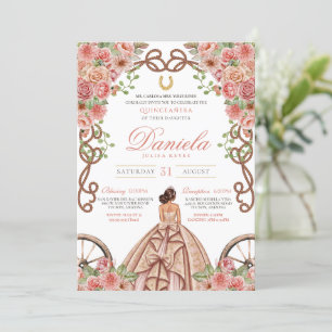 Convite Elegante cor-de-rosa Dourado, ocidental Charra Qui