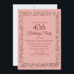 Convite Elegante cor-de-rosa-reluzente aniversário de 40 a<br><div class="desc">Elegante, moderno e moderno, brilho rosa brilhante e convite de festas de texto arrojado para mulheres. Esses convites de na moda têm uma fonte de script elegante e um quadro brilhante cor-de-rosa cintilante. O texto, a fonte e a cor de fundo são completamente personalizáveis com a ferramenta design do Zazzle,...</div>