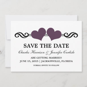 Convite Elegante Corações Salve a Data, Roxo