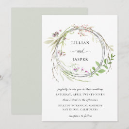 Convite Elegante Coroa de Arco de Flores Silvestres para C