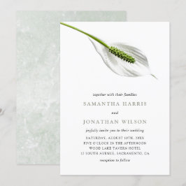 Convite Elegante Cotton White Peace Lily Wedding