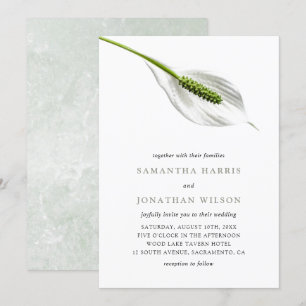 Convite Elegante Cotton White Peace Lily Wedding