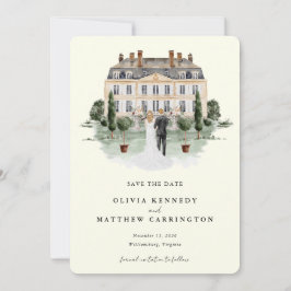 Convite Elegante Country Manor| Ranch Photo Save the Date