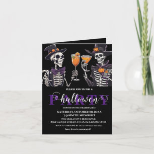 Convite Elegante Crânio Floral Adulto Festa de Halloween C
