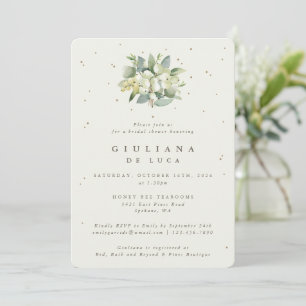 Convite Elegante Cream Snowberry+Eucalyptus Chá de panela