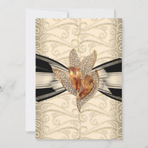 Convite Elegante Creme de Caramelo Black Gold Âmbar 2