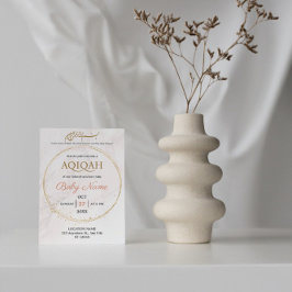 Convite Elegante Creme de Mármore Dourado Menino ou Menina