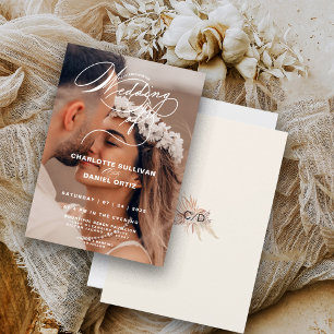 Convite Elegante Creme Floral Boho O Casamento De  Foto  