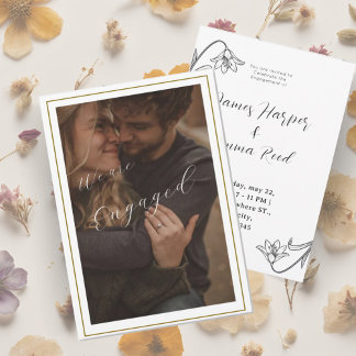 Convite elegante creme moderno floral fotográfico