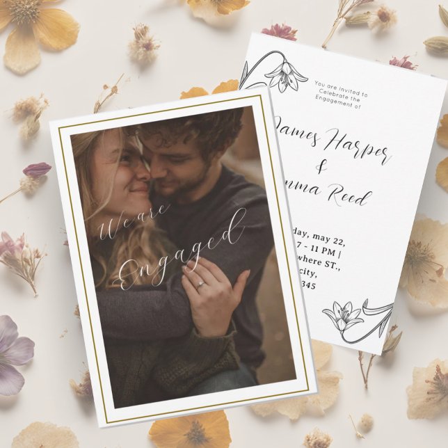 Convite elegante creme moderno floral fotográfico (elegant creamy modern photo floral invitation)