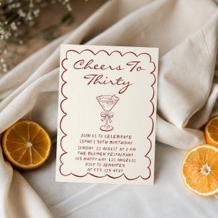 Convite Elegante Creme “Saúde aos Trinta” Martini Aniversá