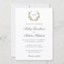 Elegante Crista Floral de Aquarela para Casamento