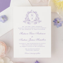 Elegante Crista Floral de Lavanda Monograma de Cas